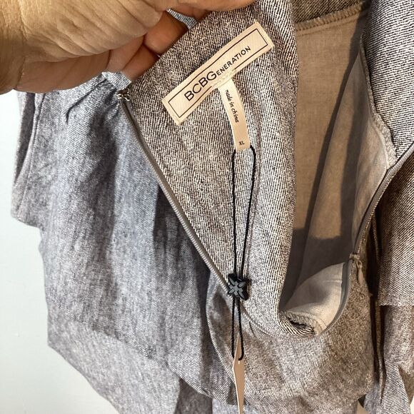 BCBGeneration Tiered Linen Blend Mini Skirt Black White XL NWT - Picture 9 of 9